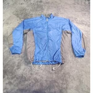 The North Face Jacket Womens Size L Blue Gray Full Zip Worn Logo Winderbreaker